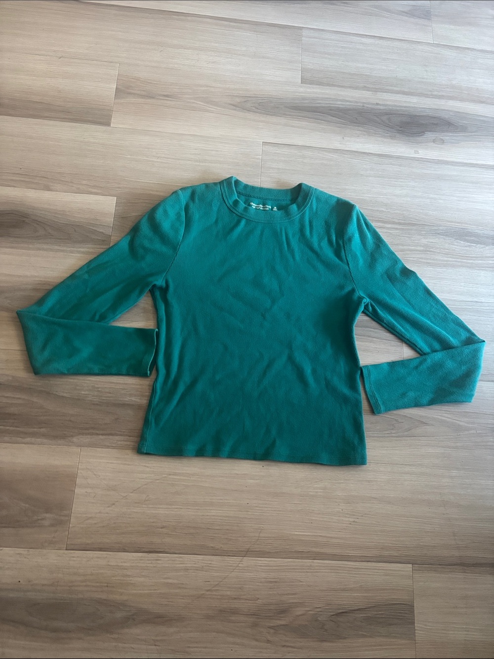 Abercrombie & Fitch Teal Ribbed Crewneck Long Sleeve Top
